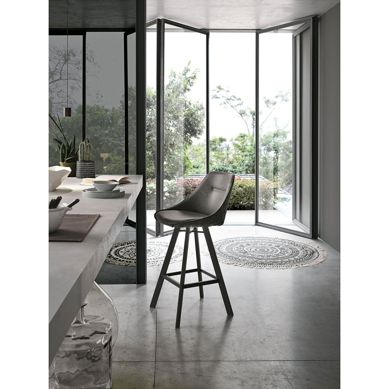 Filion Upholstered Counter Stool with Metal Frame, Ice Grey