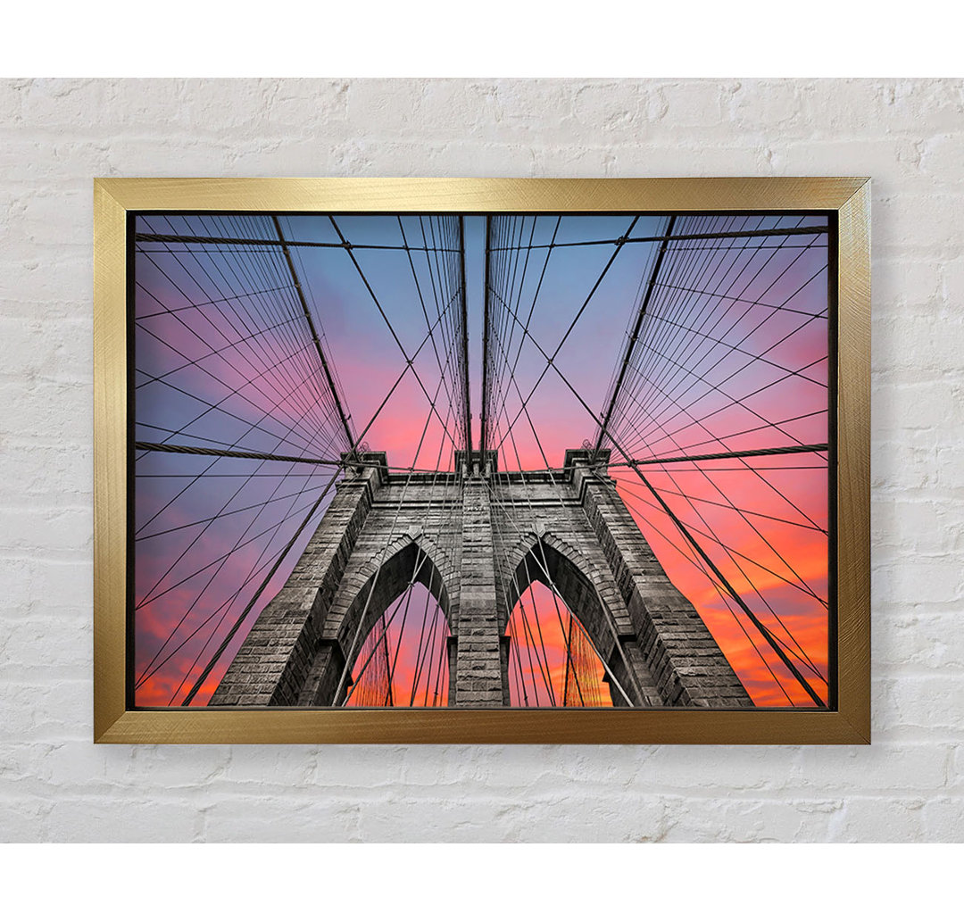 Feuerhimmel über der Brooklyn Bridge - Einzelne Bilderrahmen Kunstdrucke