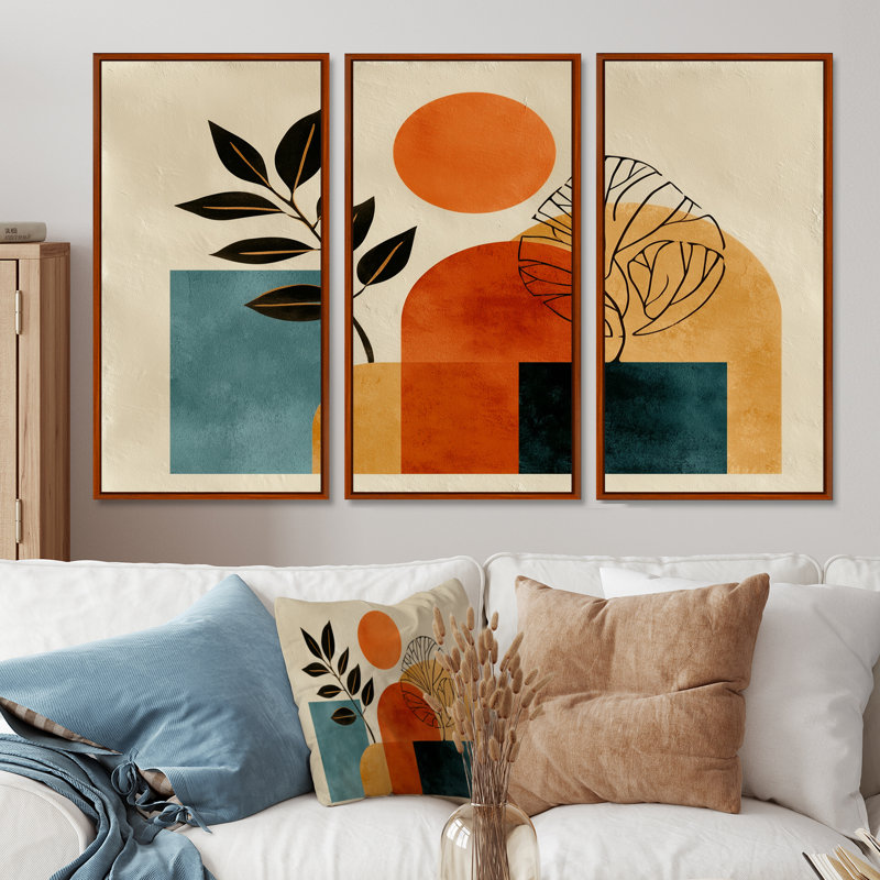 Ensemble de décorations murales plantes botaniques bleues et bleues minimalistes, H 40 po x l 60 po, Brun
