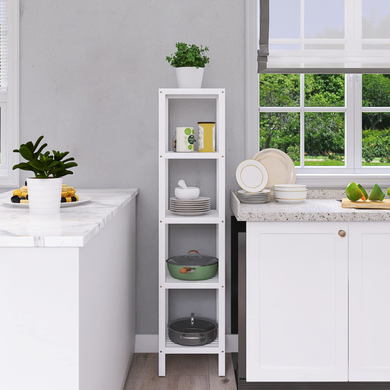 Addisynn Solid Wood Freestanding Bathroom Shelves, White