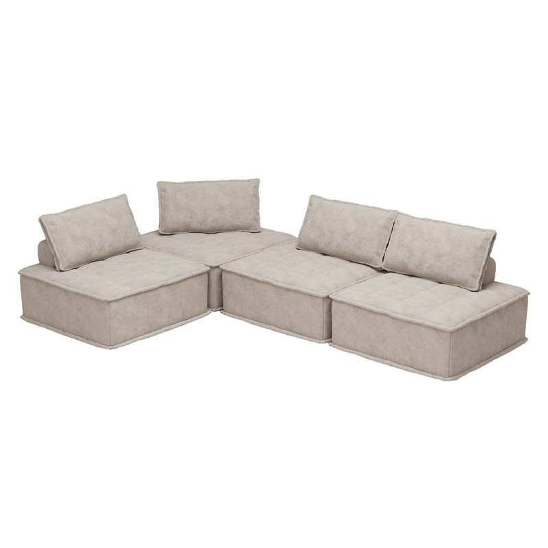 Chenille Sofa, 34.25" H x 125.19" W x 83.86" D, 4, Beige