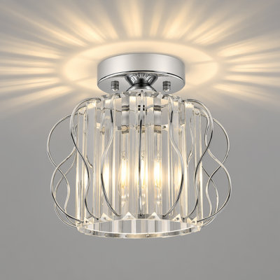 9.4-Inch Crystal Semi-Flush Mount Ceiling Light For Bedroom Hallway Entryway