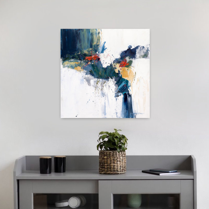 Art contemporain abstrait en cascade, H 18 po x l 18 po