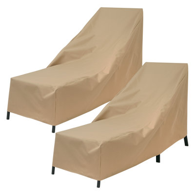 Modern Leisure Basics Patio Chaise Lounge Cover, 2-Pack, 76"L x 27"W x 30"H, Khaki by Modern Leisure