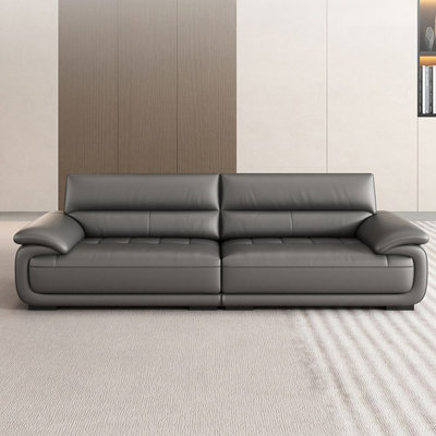 Dark grey Genuine Leather Modular Modern sofa