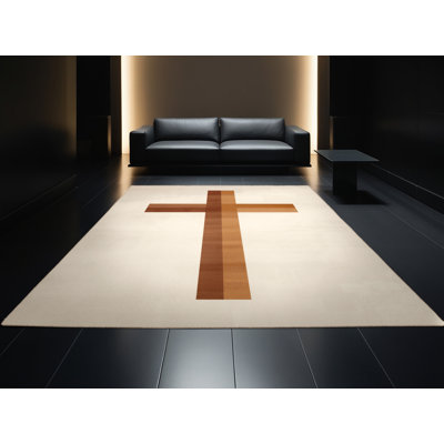 Tapis moderne beige lavable à la machine Oakridge