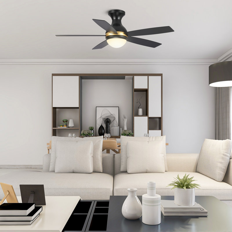 Ventilateur de plafond 52 po avec lumières DEL Fulwiley, Noir