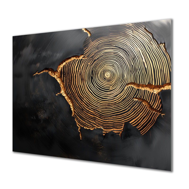 Pierre noire, bois, diapositive, harmonie - arbres, art mural en métal pour le salon, H 12 po x l 20 po