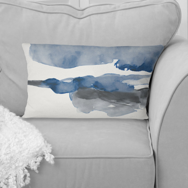 Coussin à travers les nuages bleu saphir - imprimé abstrait à l'encre liquide