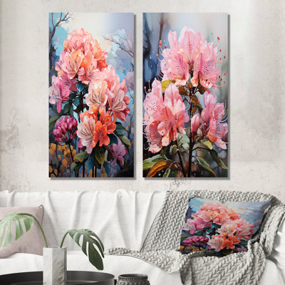 Mystical Rhododendron Symphony Whispers - ensemble de 2 impressions sur toile Rhododendron