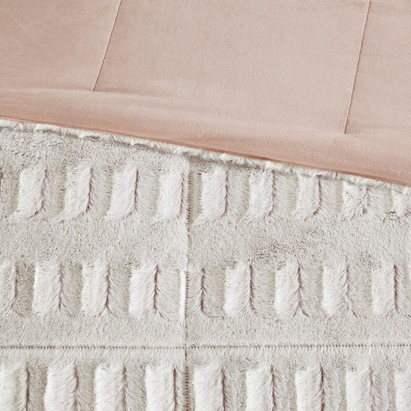 Cozy Queen Long Fur Back Print Comforter Mini Set, Full/Double Comforter + 2 Standard Shams