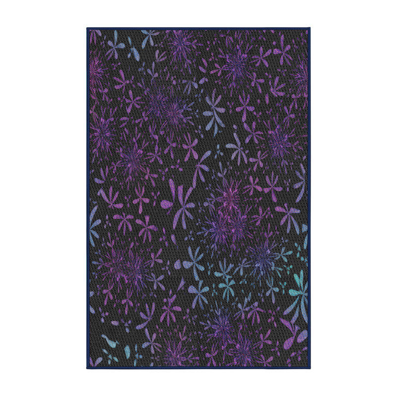 Tapis rose/zone noire à motifs, Rectangle 3 pi x 5 pi