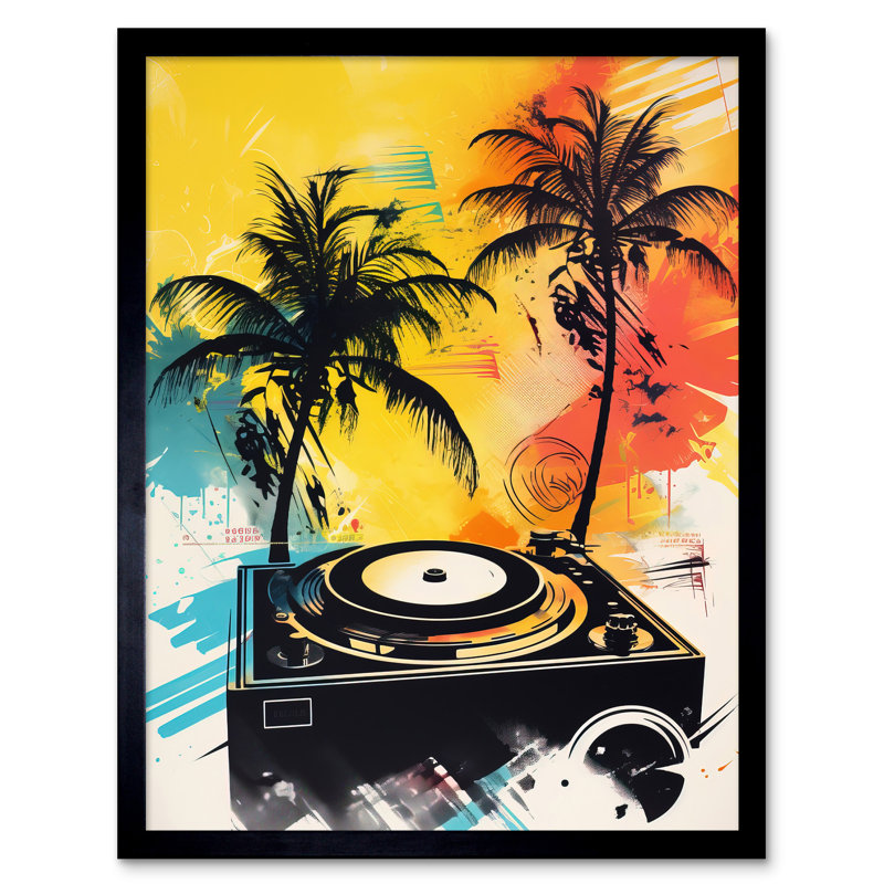 Ennassim Music Under Palm Trees Tropical Beach Party - Single Picture Frame Print