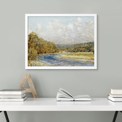 «Pastel Green Mountain River Lake» sur papier