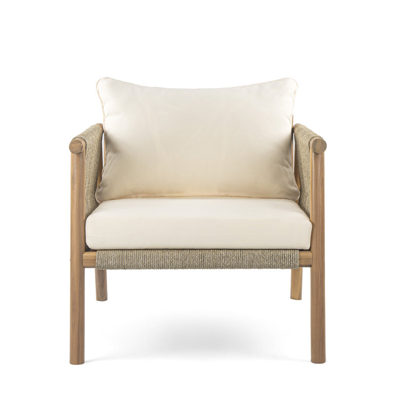 28" Modern Outdoor Woven Lounge Chair, Cushions Included