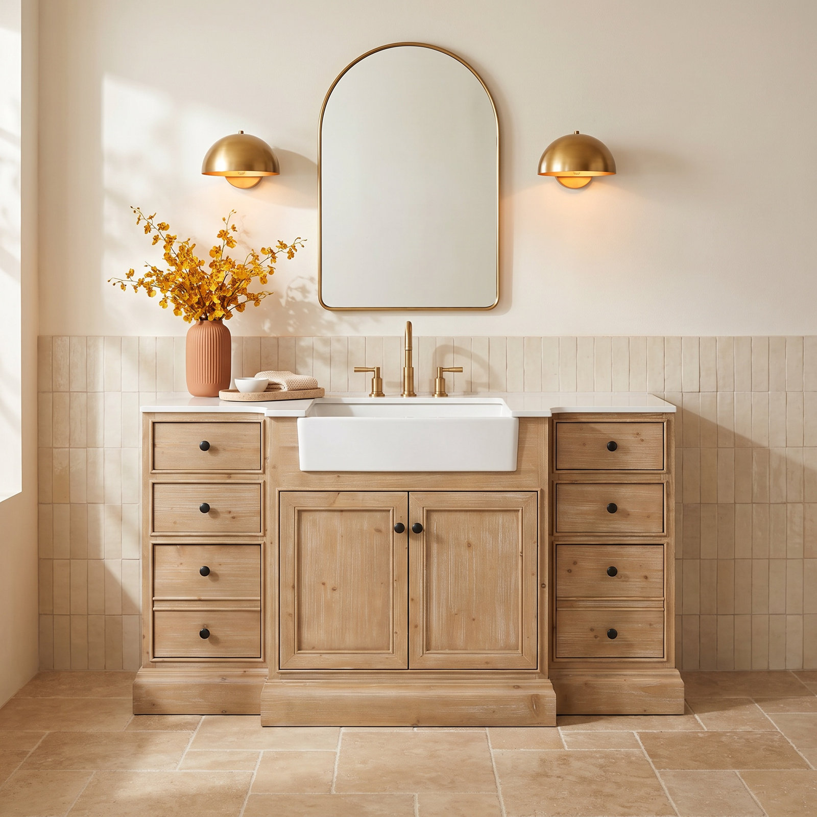 Claire 60'' Single Bathroom Vanity, White Engineered Stone
