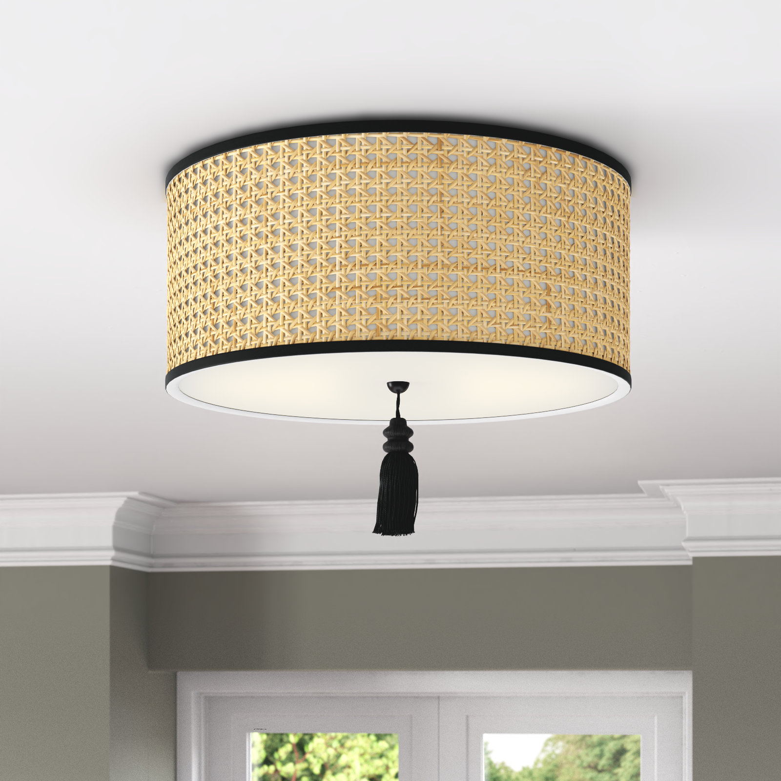 Canela 2 Light Rattan Flush Mount