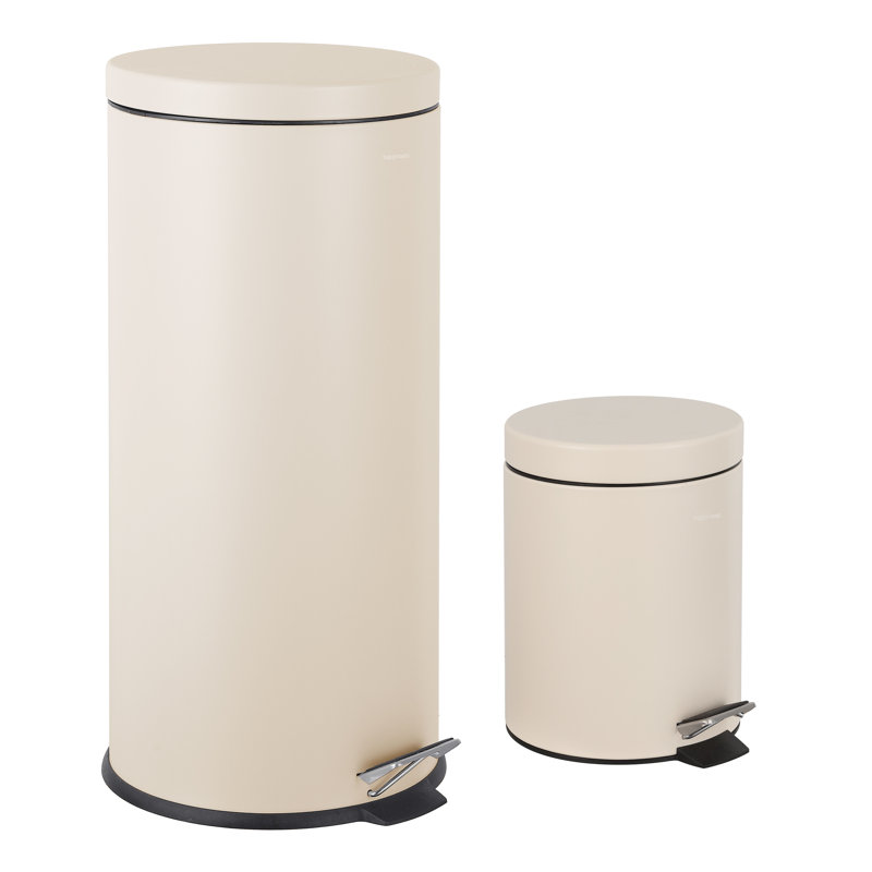 Poubelle à pédale en acier inoxydable 8 gallons Oscar, Beige calcaire