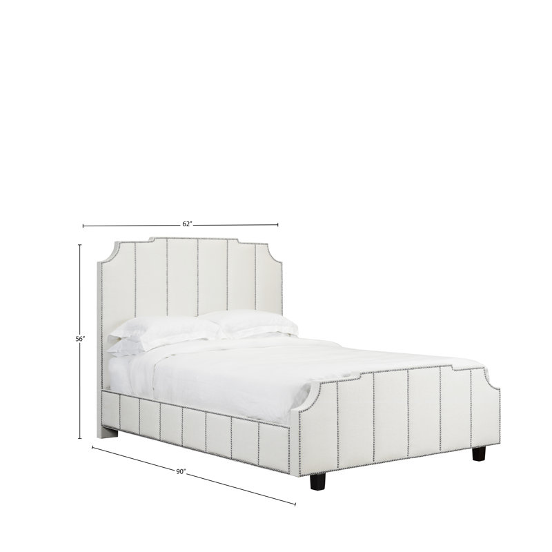 Lit plateforme tapissier Stoker, Cuir - Blanc, Grand