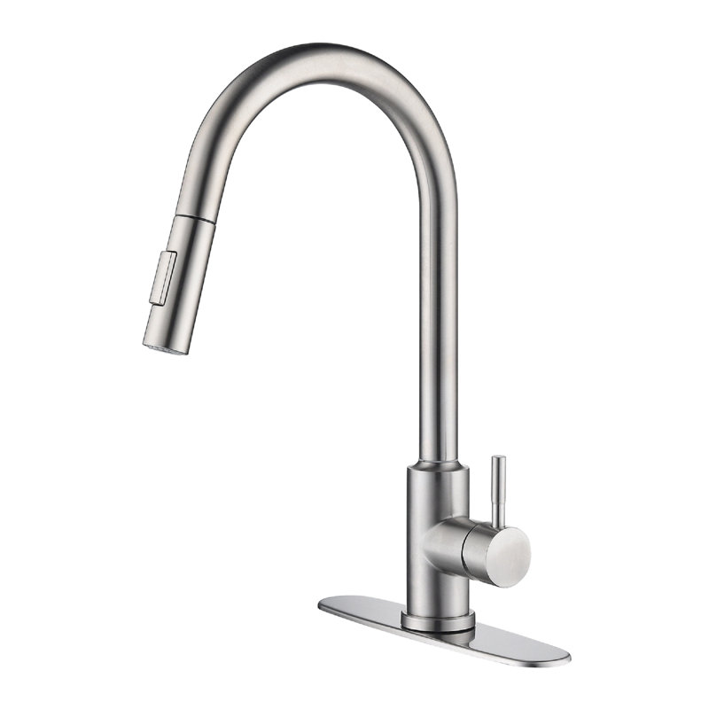 Robinet de cuisine tactile avec douchette extractible, Nickel brossé