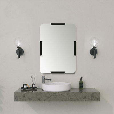 Modern Decorative Mirror, Black, 19.7 x 27.6 Inches | 100% MDF Frame, Thickness: 0.7 Inches | Chic Solid Color Design, Ideal for Industrial & Contemporary Decor, Perfect for Living Room, Bedroom & Hallways