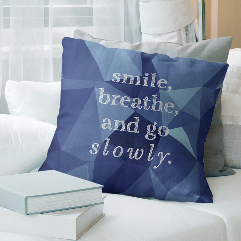 Housse de coussin Faux Gemstone Go Slowly, 18 po x 18 po, Saphir, Polyester/ Bourre en polyester