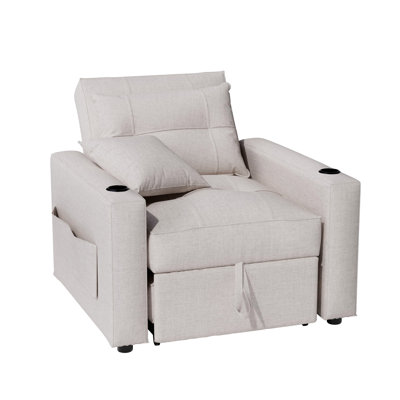 Single 36“ 3-in-1 Pull Out Convertible Sleeper Futon Sofa With Cushions Squared Arm by Latitude Run