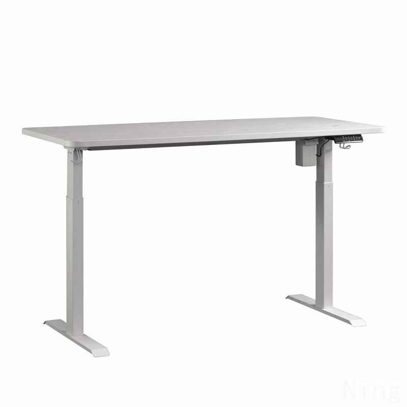 Bureau contemporain assis / debout avec quatre hauteurs préréglées, finition blanche, 28.35" H x 59.84" W x 26.77" D