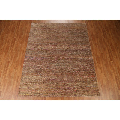 Tapis abstrait en jute et laine noué à la main 8 x 10
