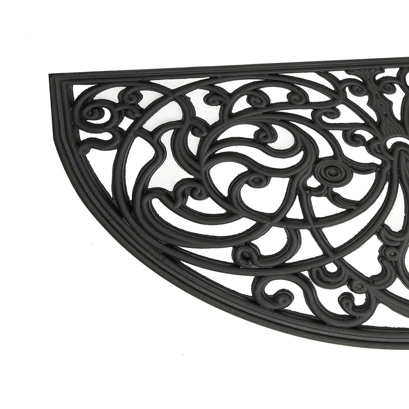 Brown and Black Semicircle Rubber Outdoor Welcome Mat