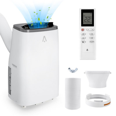 Climatiseur portatif 3-en-1 14 000 BTU, unité de refroidissement rapide pour 750 Ft, mode nuit ultra silencieux 40dB, écran tactile intelligent, minuterie 24H et télécommande avec ensemble de fenêtre sans outil
