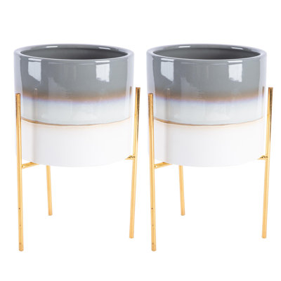 Nicola Spring - Reactive Glaze Plant Pots on Stands - 19cm