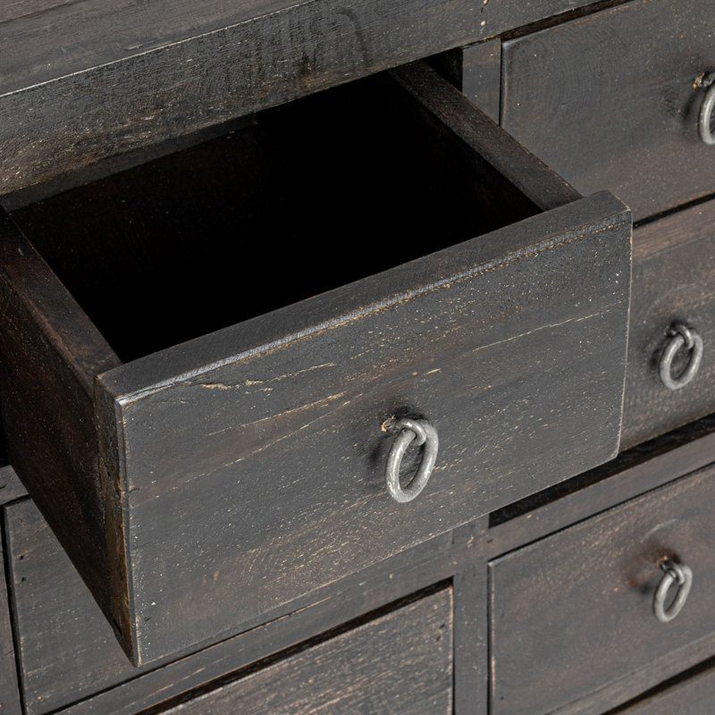 Apothecary Cabinet with 15 Drawers, Black, Black