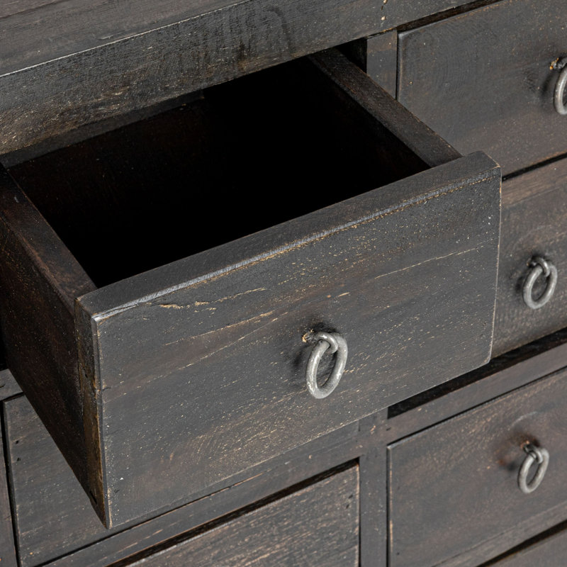 Armoire d'apothicaire avec 15 tiroirs, noir, Noir