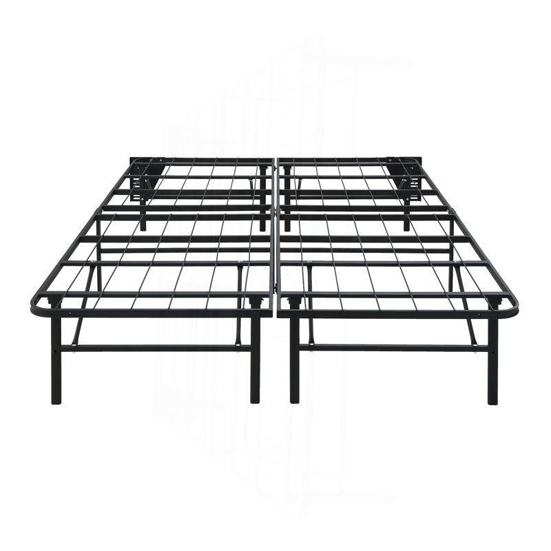 Black Metal Platform Foldable Bed Frame, Queen