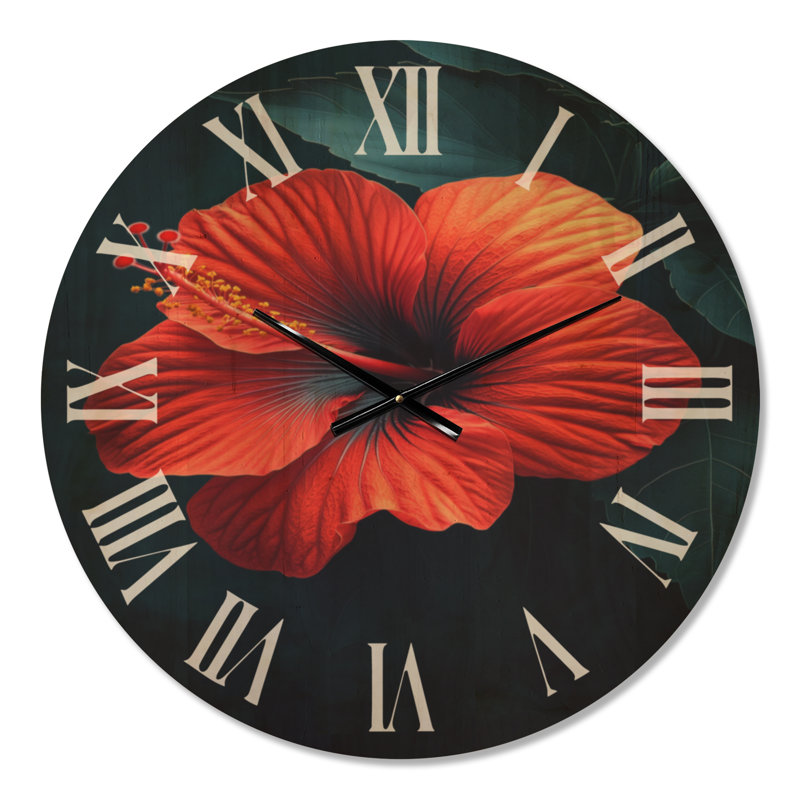 Grande horloge murale en bois botanique - contraste tropical Moody, Médium