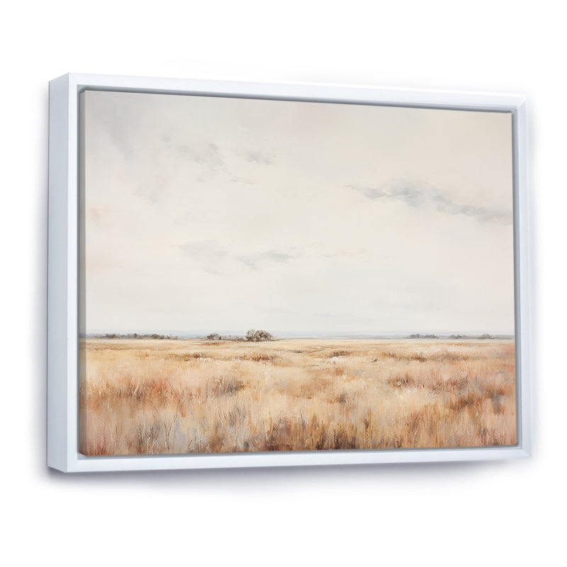Décoration murale Pairies Scenery Breeze, H 30 po x l 40 po x P 1,5 po, Cadre flottant blanc