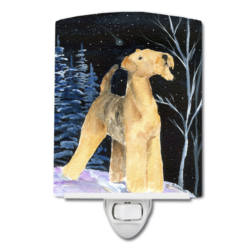 Éclairage de nuit en céramique starry airedale
