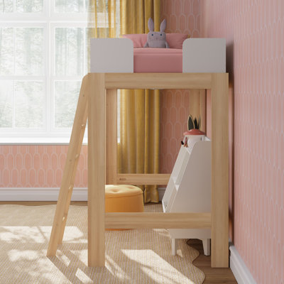 Lit mezzanine simple en bois massif Ambur
