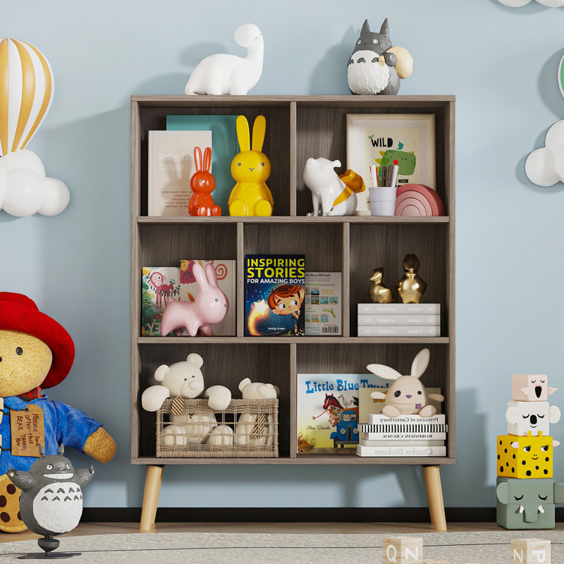 Adisyn No Subject Bookcase, Stone Gray, 42.5" H x 39.4" W x 9.4" D