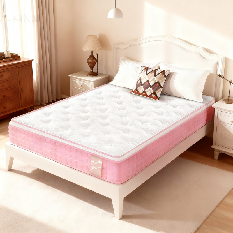 Matelas hybride rose 12 po avec mousse à mémoire de forme et ressorts ensachés - housse respirante rafraîchissante, certifié Certipur-US, QUEEN