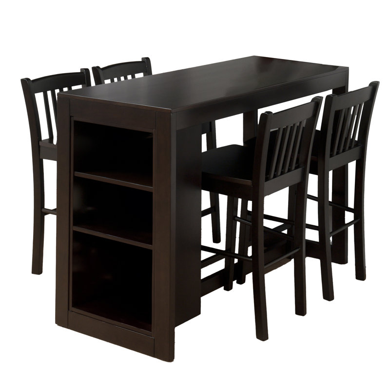 Ensemble de salle à manger Calie pour quatre personnes, hauteur comptoir, Merlot
