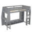 Wood Gaming Loft Bed With Desk, Multi-Storage Shelves, LED And A Hanging Clothes Rack-844318204