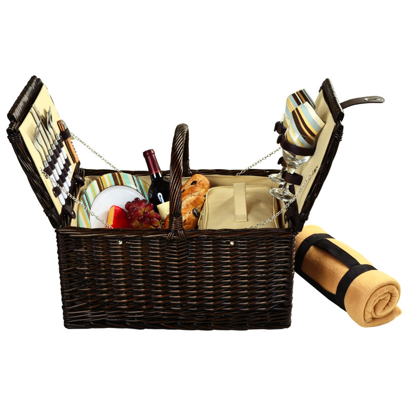 Panier de pique-nique avec couverture pour deux, Rayures Santa Cruz