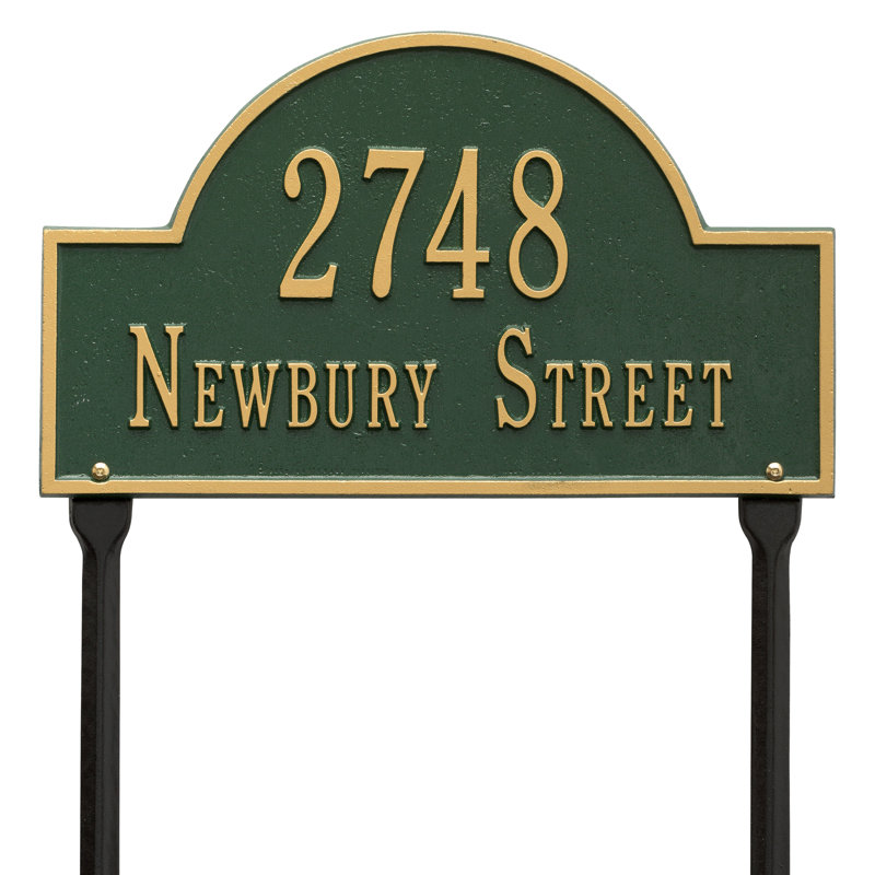 2-Line Lawn Address Sign, Green, Yes