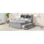 Lit plateforme double avec lit gigogne, tiroirs et prises USB