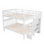 Lit superposé double avec rangement et garde-corps Stairway - Blanc - Lit superposé pour enfants et adolescents