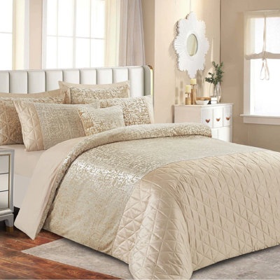 Velvet Geometric Duvet Cover with Pillowcases
