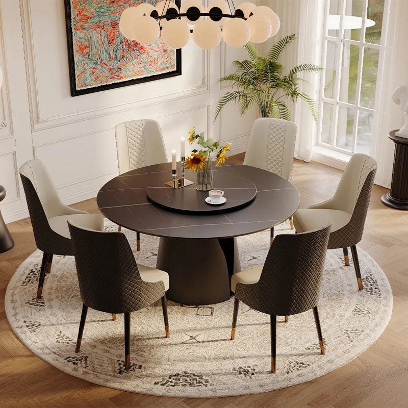 Table de salle à manger Vera Vera, Noir, Noir, H 29,53 po x L 59,06 po x l 59,06 po