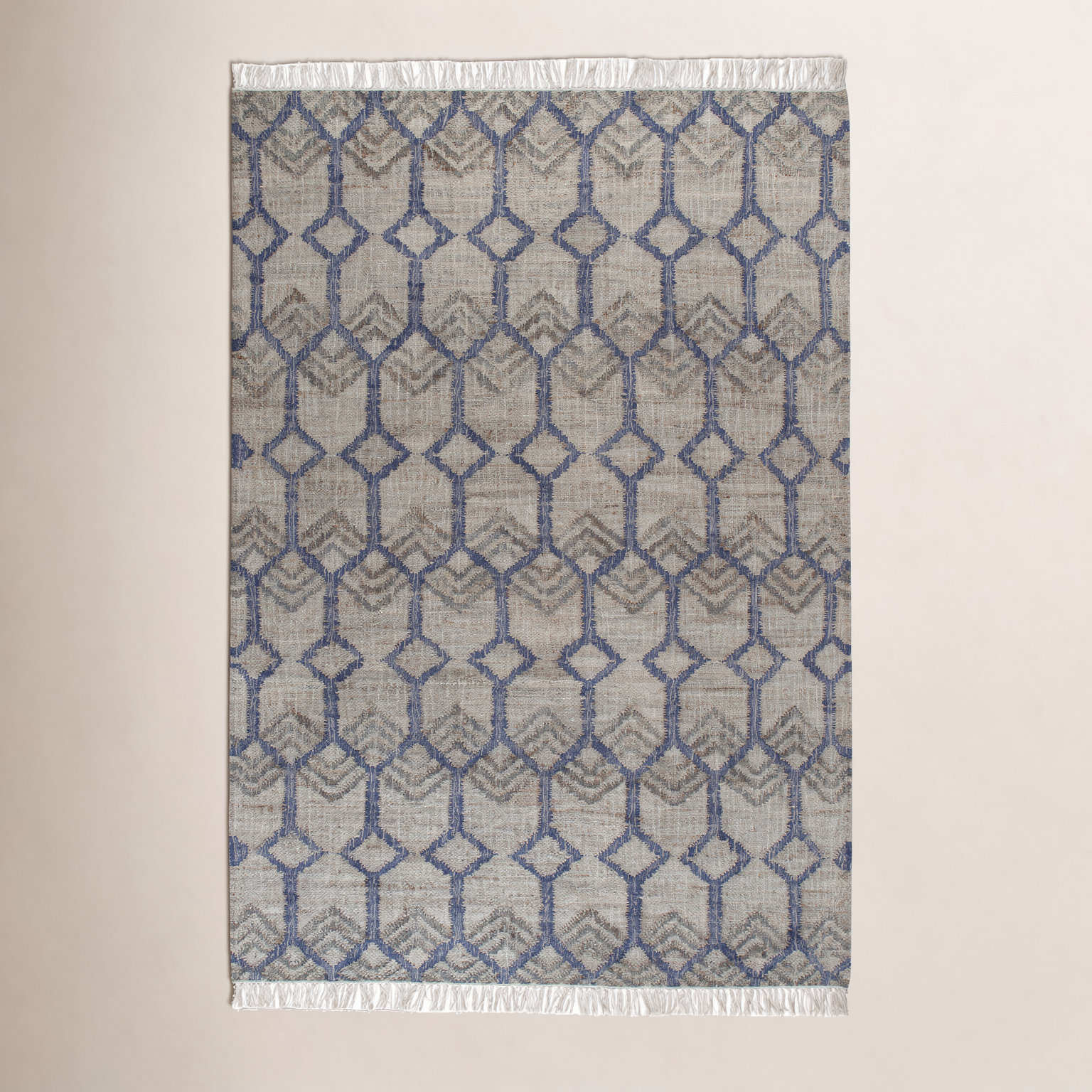 Duran Gray Hand-Loomed Geometric Jute Rug, Rectangle 5' x 8'